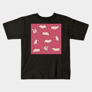 Berry Red Pigs Kids T-Shirt